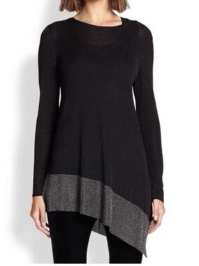 Eileen Fisher asymmetrical hem tunic Semi Sheer Metallic